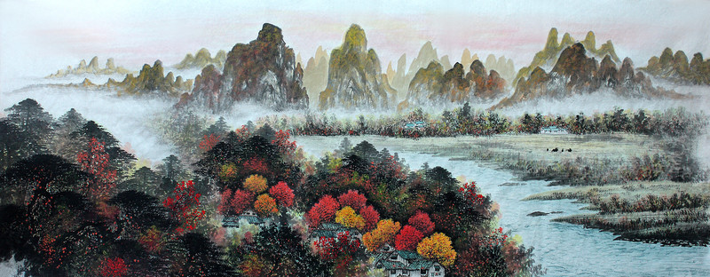 國(guó)畫秋景山水畫