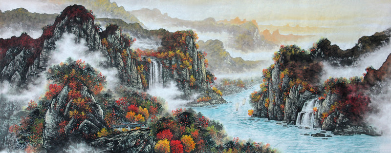 國(guó)畫(huà)秋景山水畫(huà)