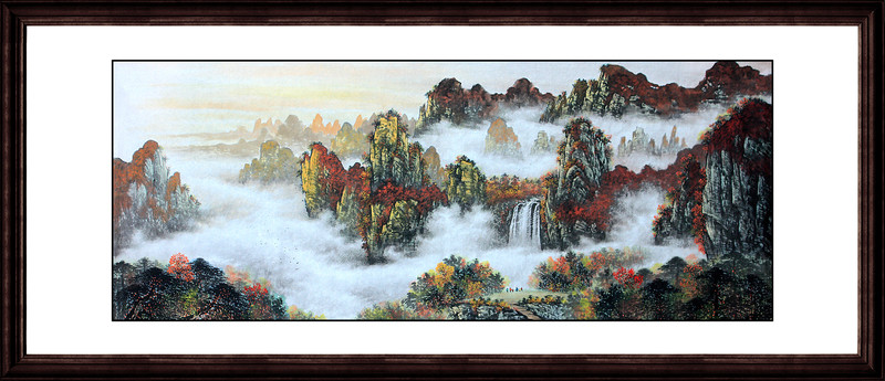 國畫秋景山水畫