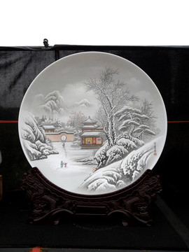 雪景瓷盤