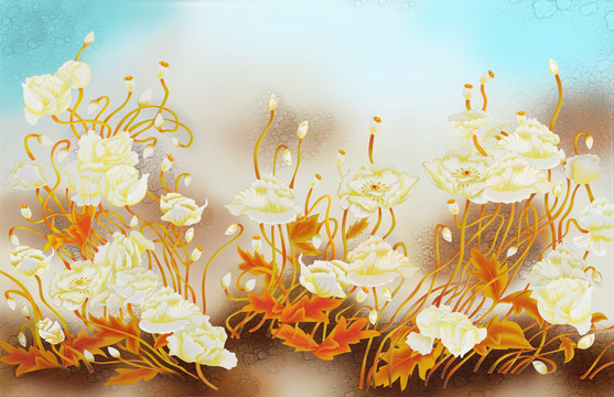 藝術(shù)玻璃 3D冰晶畫 百合花