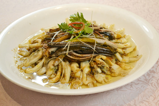海鮮菜蒜香蟶子炒蟮段