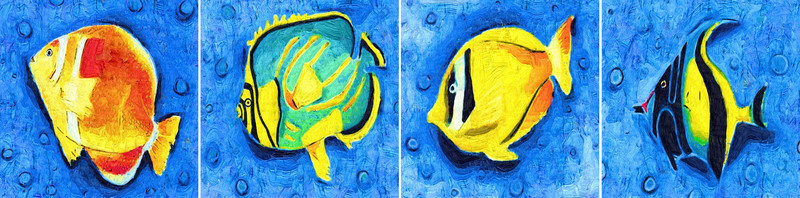 裝飾畫(huà) 無(wú)框畫(huà) 油畫(huà) 熱帶魚(yú)
