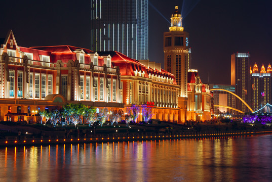 金灣廣場(chǎng)海河夜景