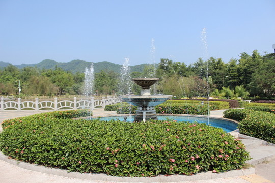 水池噴泉效果