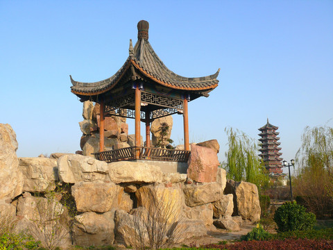 亭子和假山