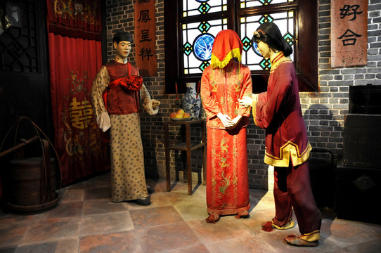 關(guān)民俗館 拜堂成婚蠟像