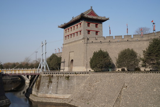 西安南門城樓城墻與護(hù)城河