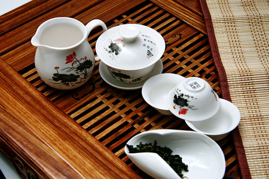 白瓷印花茶具 功夫茶具
