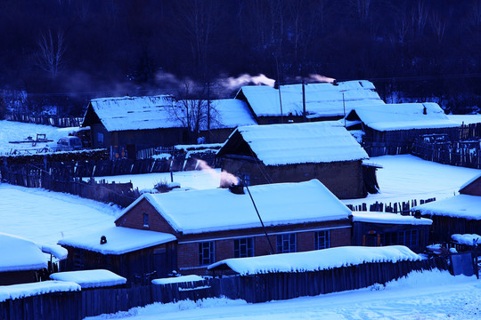 村莊雪景