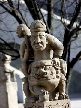 石雕 關(guān)中 拴馬樁 雕塑