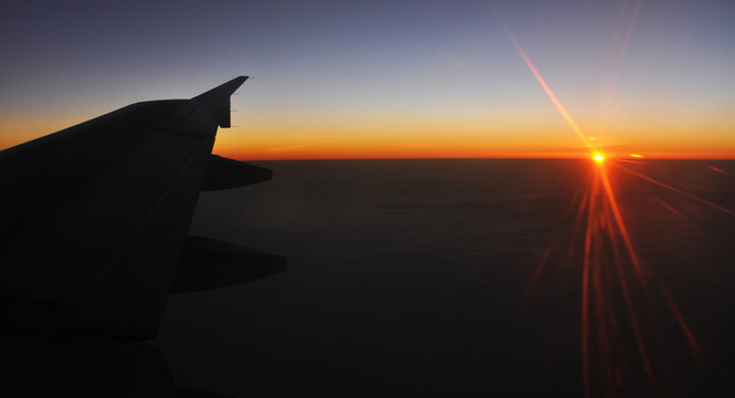 飛機夕陽