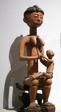 雄狮凳 母与子 非洲雕刻