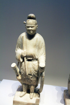 描金石雕武士俑