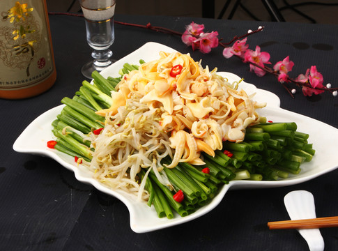 香蔥笨豆芽拌蜆子