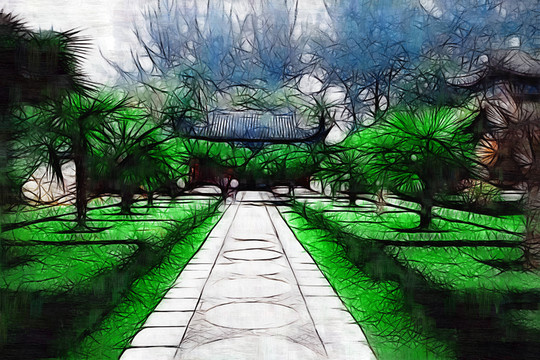 裝飾畫 公園一角