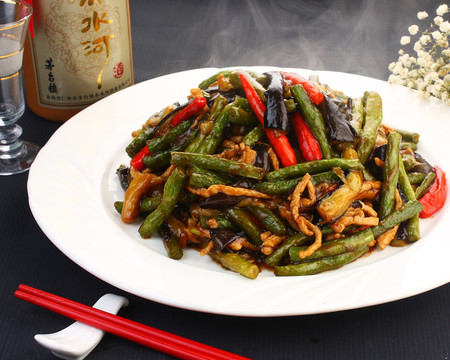 肉絲豆角燒茄子