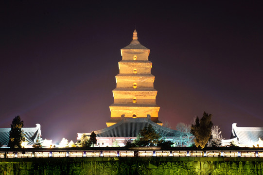 中國西安大雁塔夜景