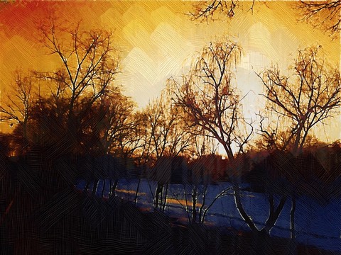 抽象畫  無框畫  黃昏