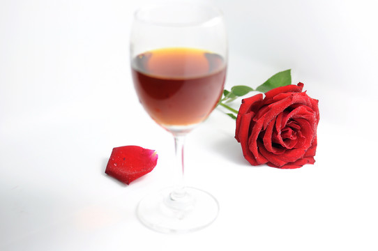 紅酒與玫瑰花