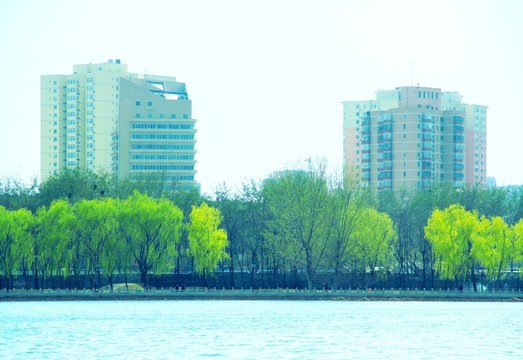 湖邊建筑住宅樓