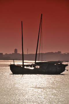 太湖日落夕陽