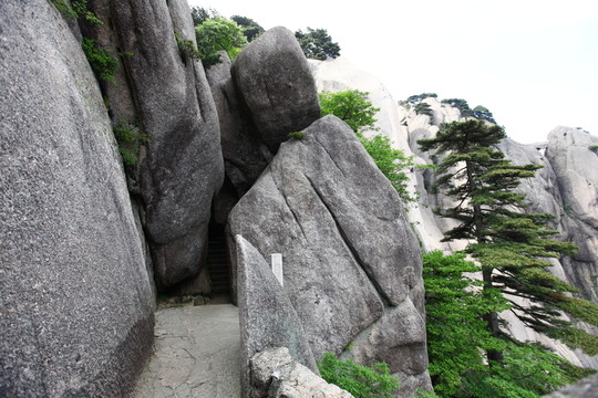 黃山 蓮花峰 山路 峭壁 懸崖