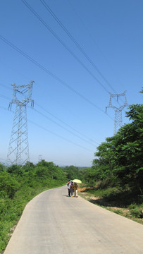 藍(lán)天電線塔