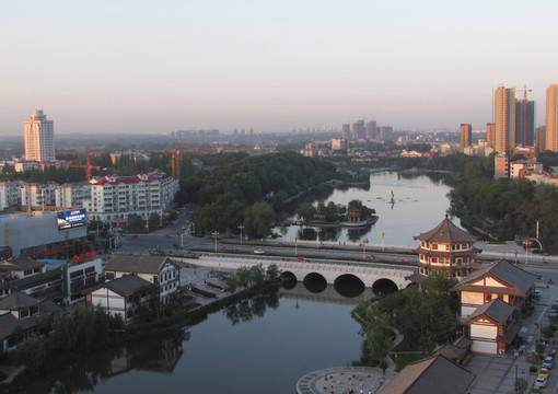 夕阳下的山水之城 滁州南鸟瞰