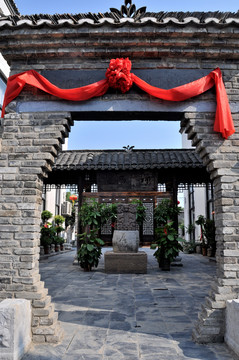 徽派建筑 青磚墻大門