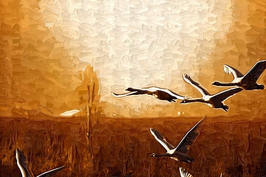 抽象畫  天鵝