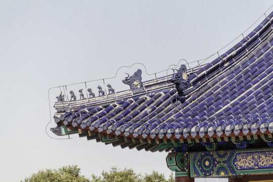 中國建筑藍色琉璃瓦頂