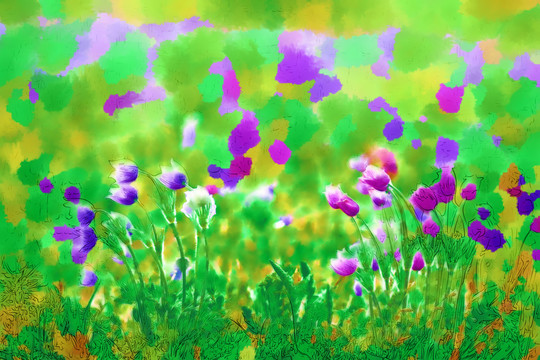 花之韻 電腦水彩畫