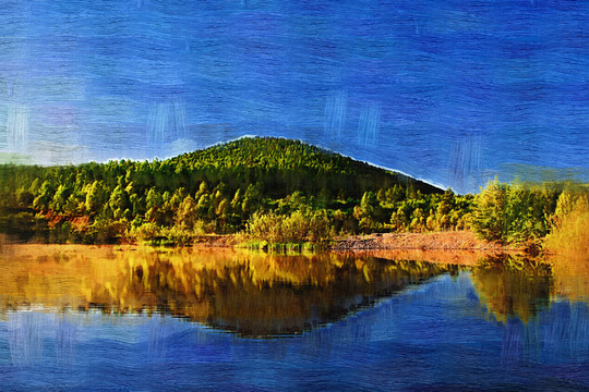 湖泊之夏 电脑油画