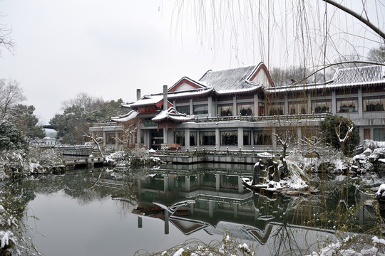 西湖 南山路 建筑 雪景