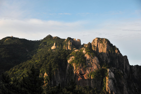 黃山 春季 怪石 早晨 山脈