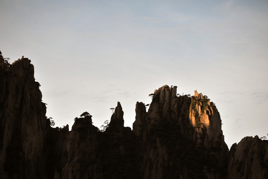 黃山 春季 怪石 早晨 山脈