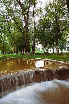 油畫(huà) 小河 流水