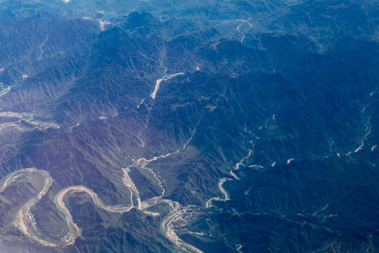 航拍太行山山脈