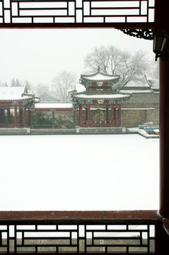 北京紫竹院御碼頭雪景
