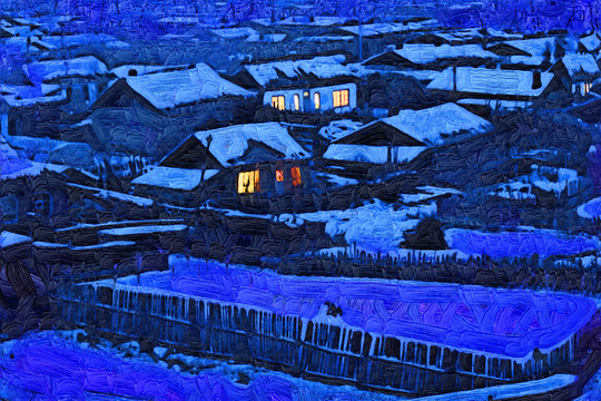 雪鄉(xiāng)夜色美 電腦抽象畫