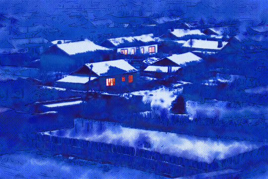 雪鄉(xiāng)夜色美 電腦抽象畫(huà)