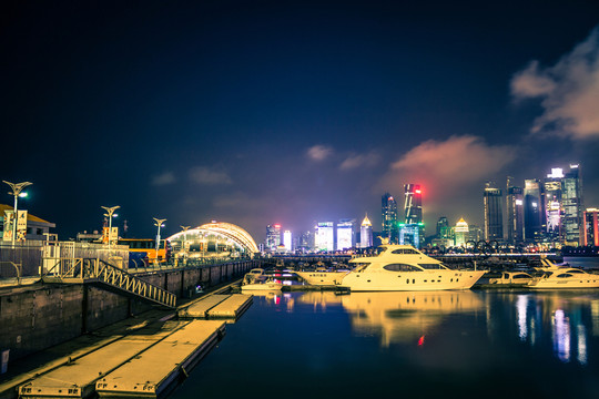 青島夜景 漂亮流云