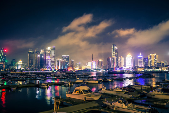 青島城市夜景 奧帆基地