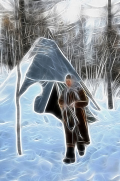 敖魯古雅獵鄉(xiāng)雪景 電腦畫