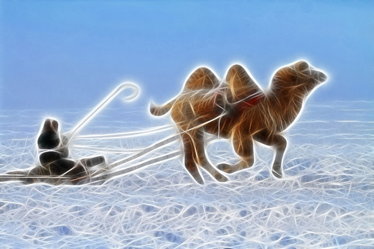 草原踏雪圖 抽象電腦畫
