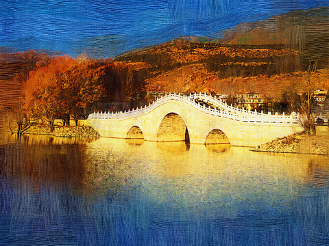 石拱橋 電腦油畫