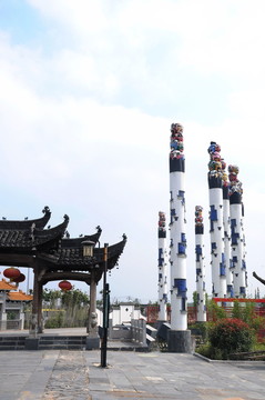 彩雕燈柱 徽派建筑