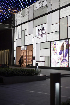 上海淮海路夜景 商業(yè)街 商場