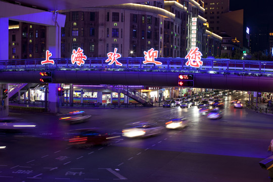 上海夜景 高架橋 燈光 道路